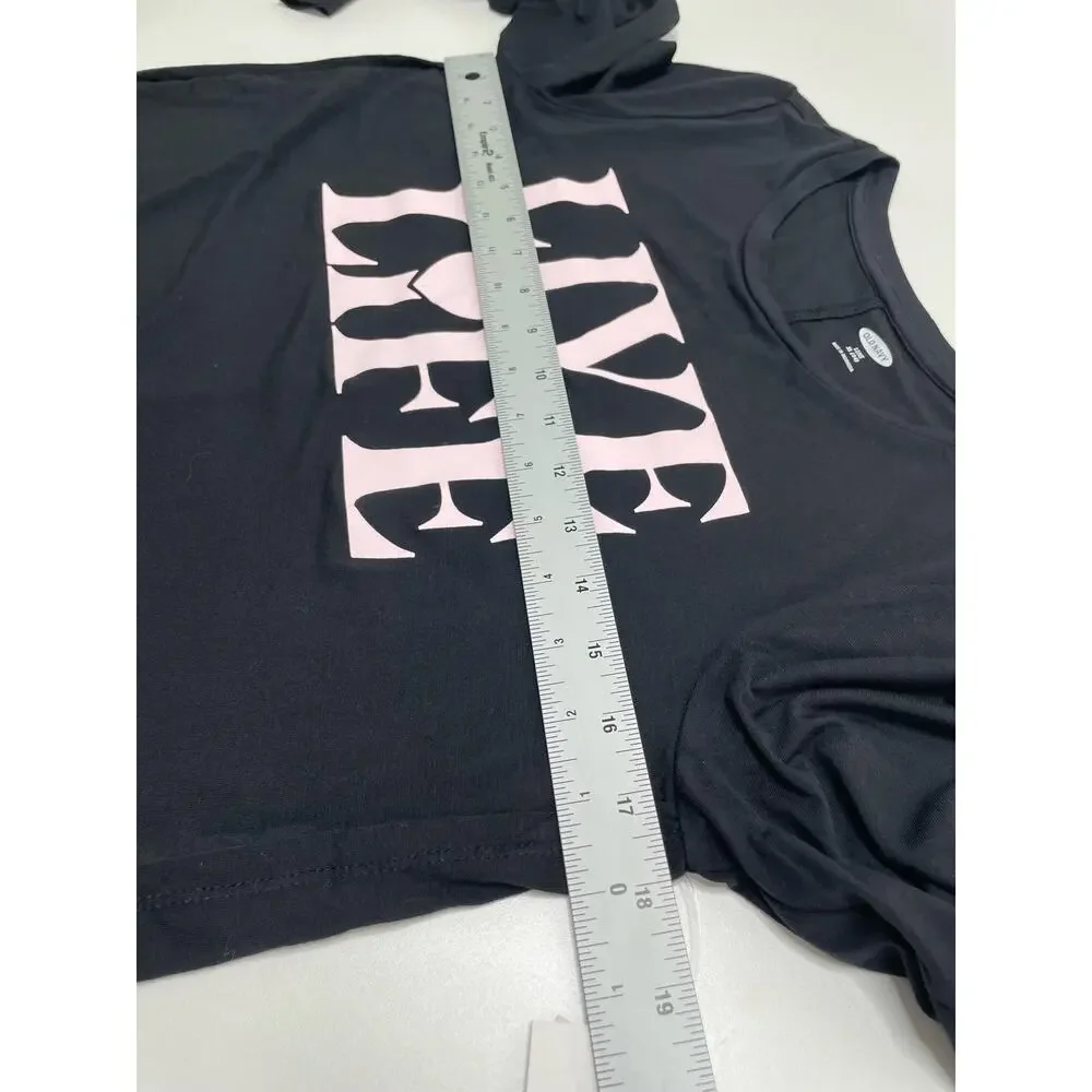 NWT Live love life black pink‎ long sleeve tunic top Girls 14 New